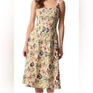 Christian Lacroix Linen Floral Midi Dress Cream  Size Large  NWT